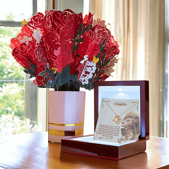 To My Daughter - Believe Deep - Beautiful Gift Set With Sweetest Devotion Flower Bouquet - SSD34 Jewelry ShineOn Fulfillment 18K Yellow Gold Finish Luxury Box