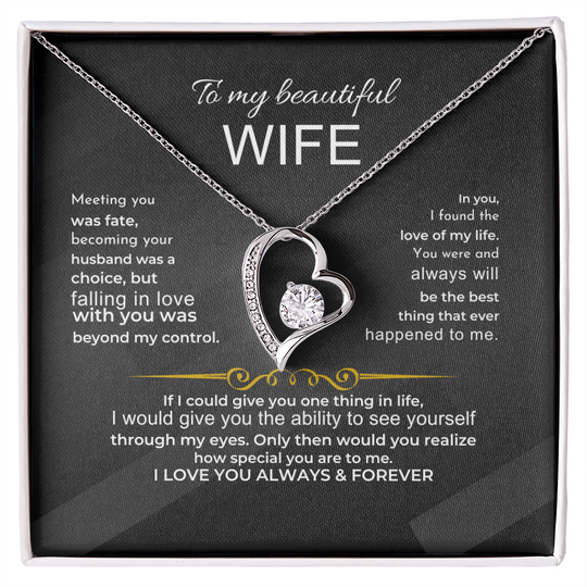 To My BEAUTIFUL Wife - I Love You Always & Forever - Gift Set Jewelry ShineOn Fulfillment 14k White Gold Finish Standard Box