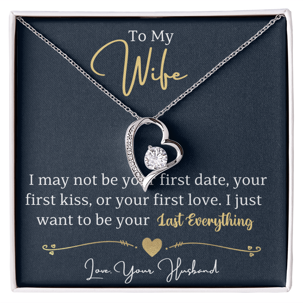 To My Wife - Last Everything - Forever Love Necklace Gift Set - SSW24 Jewelry ShineOn Fulfillment 14k White Gold Finish Standard Box