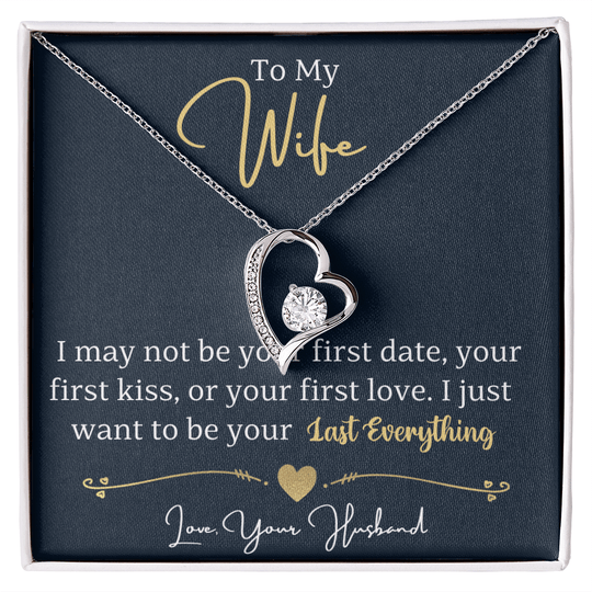 To My Wife - Last Everything - Forever Love Necklace Gift Set - SSW24 Jewelry ShineOn Fulfillment 14k White Gold Finish Standard Box