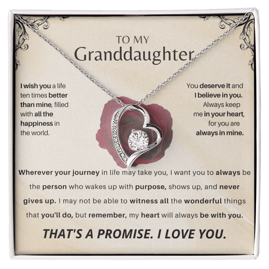 To My Granddaughter - Forever Love Gift Set - SSGD23V2 Jewelry ShineOn Fulfillment 14k White Gold Finish Standard Box