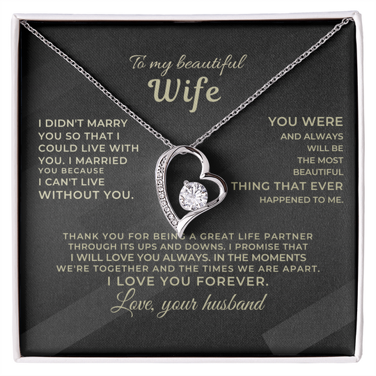 To My Beautiful Wife - Forever Love Gift Set - SS526 Jewelry ShineOn Fulfillment 14k White Gold Finish Standard Box