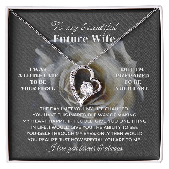 To My Future Wife - Forever Love Necklace Gift Set - SS339 Jewelry ShineOn Fulfillment 14k White Gold Finish Standard Box