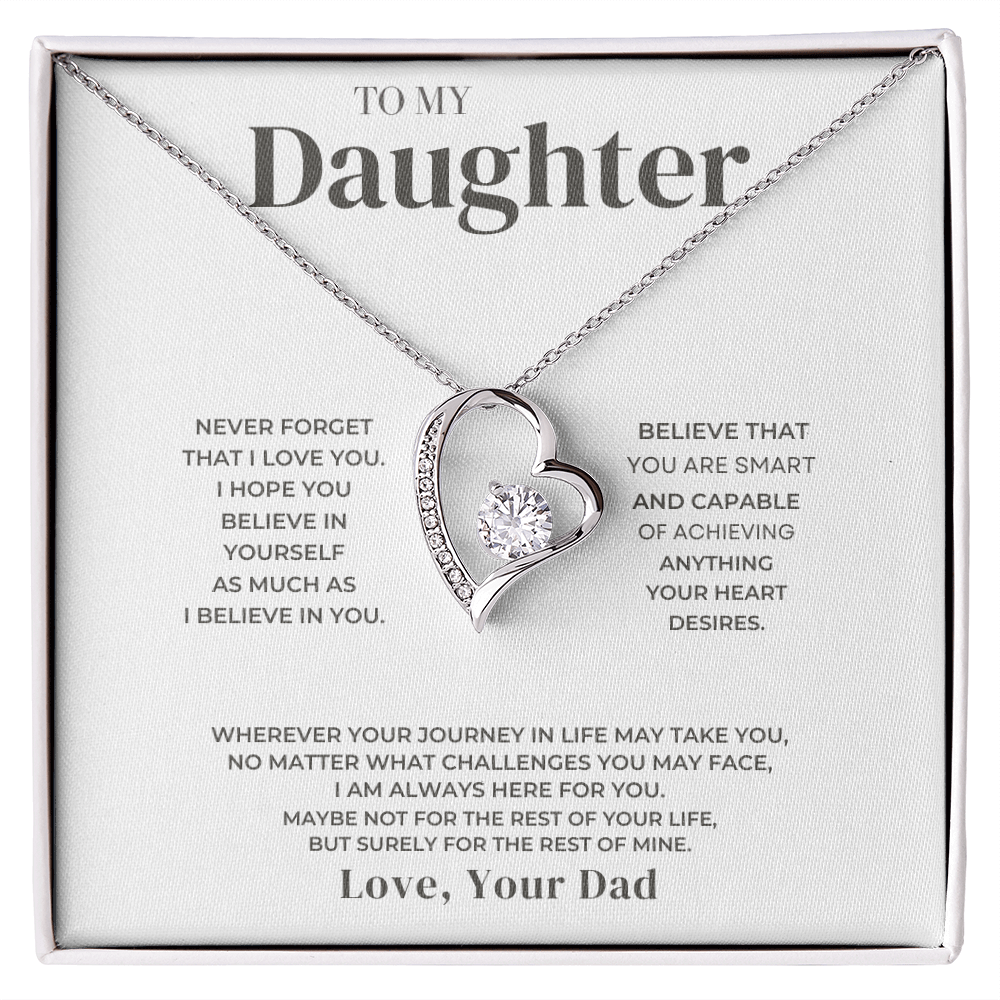 To My Daughter necklace gift set with heartfelt message, meaningful milestone graduation or birthday gift for daughter.