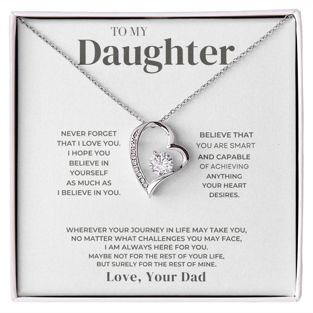 To My Daughter - Love Dad - Necklace Gift Set - SS34u Jewelry ShineOn Fulfillment 14k White Gold Finish Standard Box