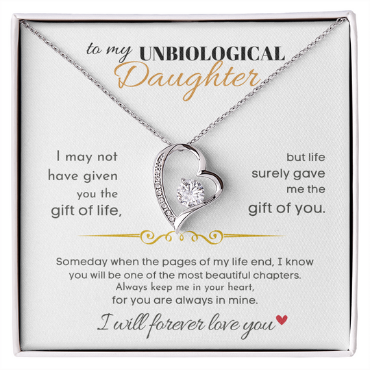 To My Unbiological Daughter -Forever Love Gift Set Jewelry ShineOn Fulfillment 14k White Gold Finish Standard Box