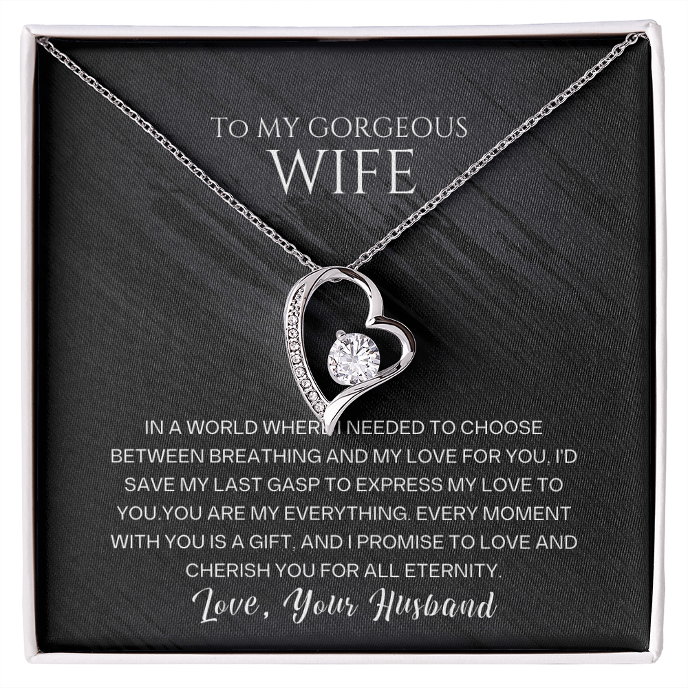 To My Gorgeous Wife - Forever Love Necklace Gift Set - SSW23 Jewelry ShineOn Fulfillment 14k White Gold Finish Standard Box