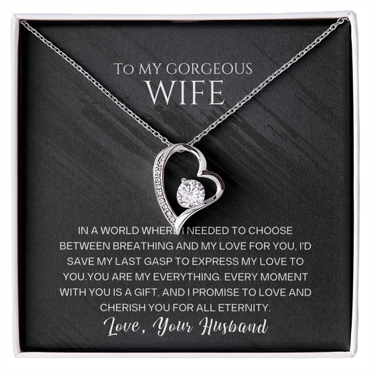 To My Gorgeous Wife - Forever Love Necklace Gift Set - SSW23 Jewelry ShineOn Fulfillment 14k White Gold Finish Standard Box