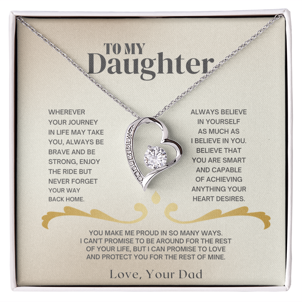 To My Daughter - Love Dad - Necklace Gift Set Jewelry ShineOn Fulfillment 14k White Gold Finish Standard Box