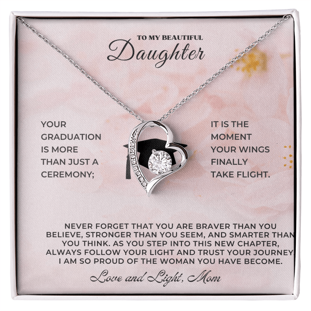 Sentimental Keepsake Jewelry for Daughter - Heart necklace in gift box with inspirational message for graduation.
