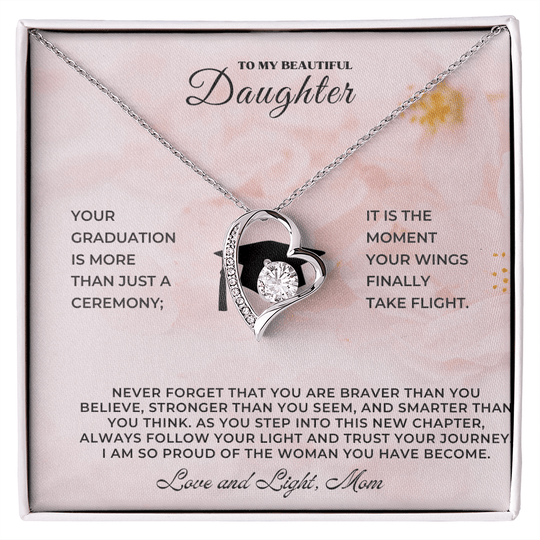 Sentimental Keepsake Jewelry for Daughter - Heart necklace in gift box with inspirational message for graduation.
