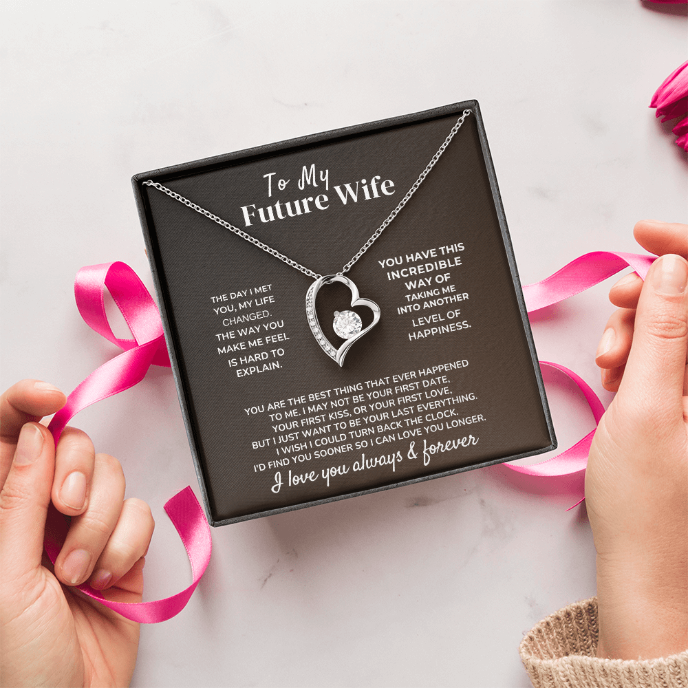 Sentimental fiancée appreciation forever love keepsake from USA displayed in a gift box with a heartfelt message.