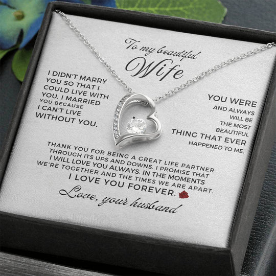 To My Beautiful Wife - Forever Love Gift Set - SS52 Jewelry ShineOn Fulfillment 14k White Gold Finish Standard Box