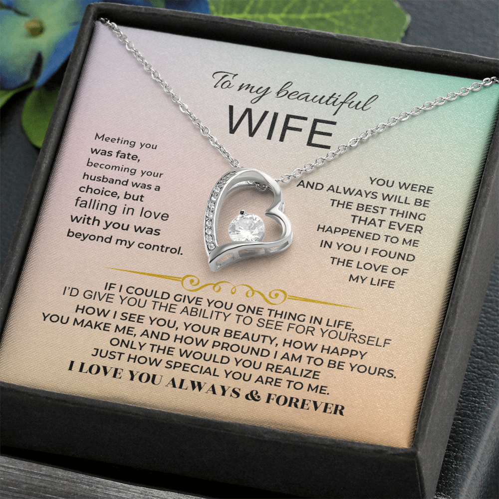 To My Beautiful Wife - Forever Love Necklace Gift Set - SS32 Jewelry ShineOn Fulfillment