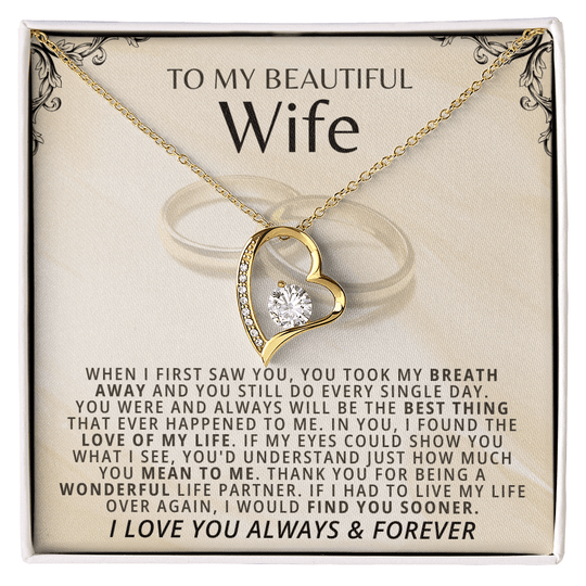 To My Beautiful Wife - Forever Love Gift Set - SS5W22V2 Jewelry ShineOn Fulfillment 18k Yellow Gold Finish Standard Box