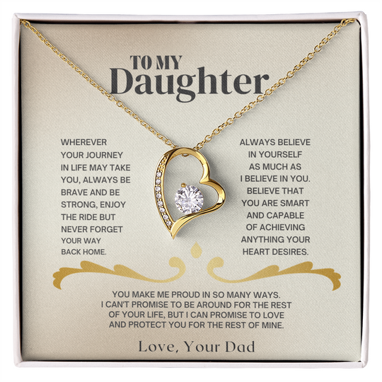 To My Daughter - Love Dad - Necklace Gift Set Jewelry ShineOn Fulfillment 18k Yellow Gold Finish Standard Box