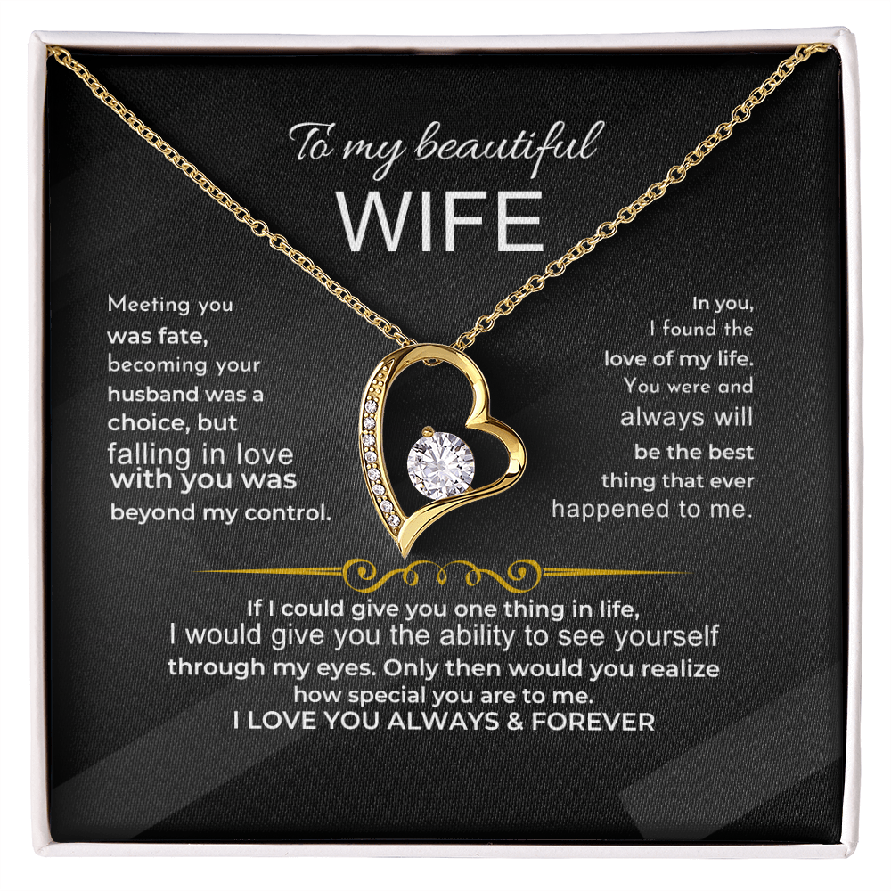 To My BEAUTIFUL Wife - I Love You Always & Forever - Gift Set Jewelry ShineOn Fulfillment 18k Yellow Gold Finish Standard Box