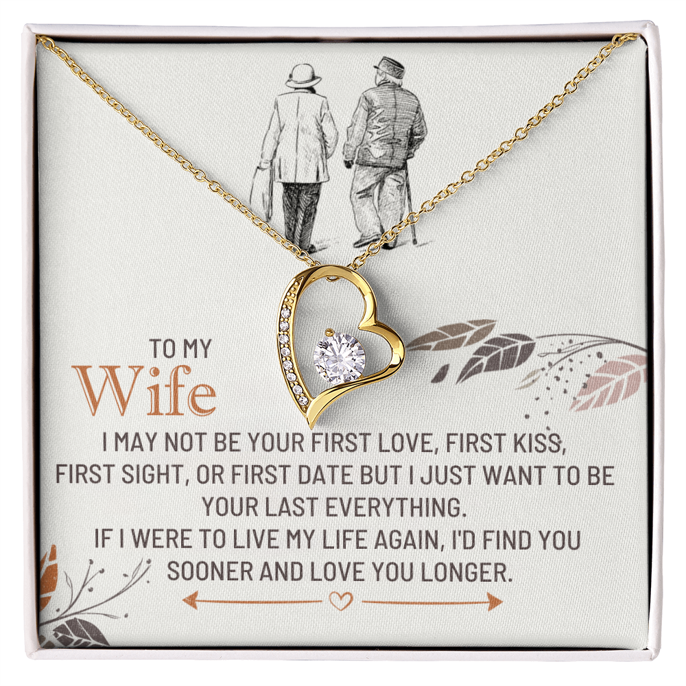 To My Wife - First Love - Forever Love Necklace Gift Set - SSW25 Jewelry ShineOn Fulfillment 18k Yellow Gold Finish Standard Box