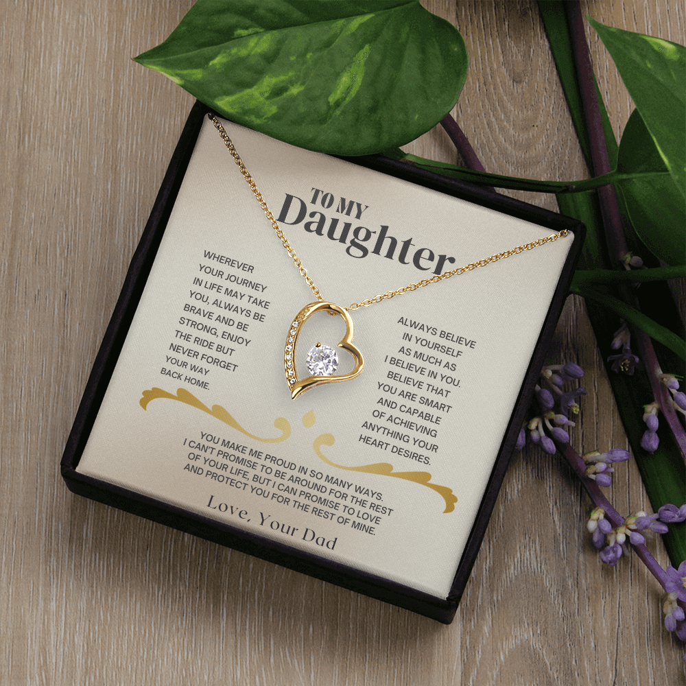 To My Daughter necklace gift, meaningful milestone graduation or birthday gift for daughter, love message from dad.