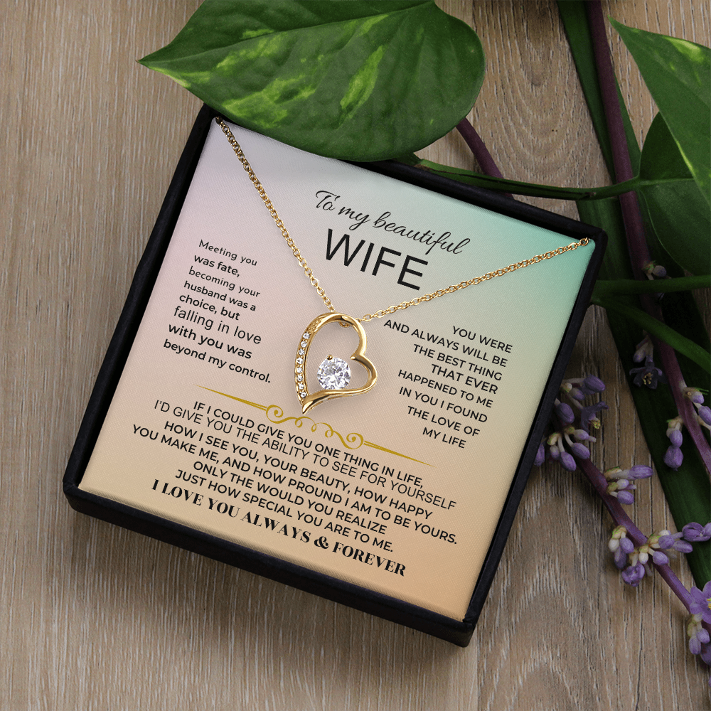 To My Beautiful Wife - Forever Love Necklace Gift Set - SS32 Jewelry ShineOn Fulfillment