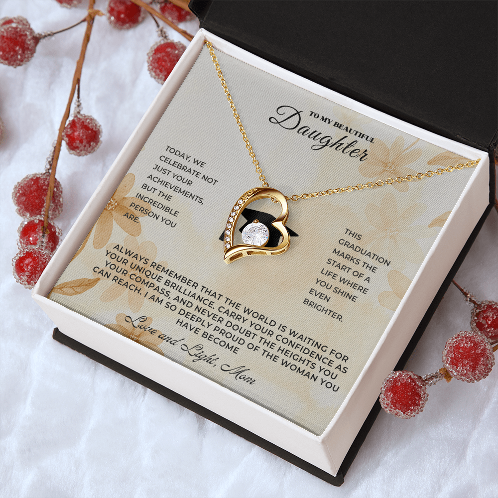 Graduation Gift for Daughter – Graduation Necklace in a gift box, beautiful heart design with heartfelt message.
