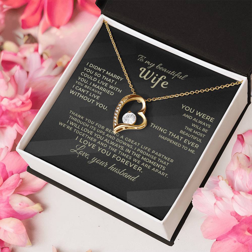 To My Beautiful Wife | "Can't Live Without You" Sentimental Necklace