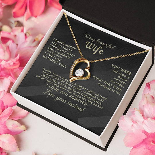 To My Beautiful Wife | "Can't Live Without You" Sentimental Necklace
