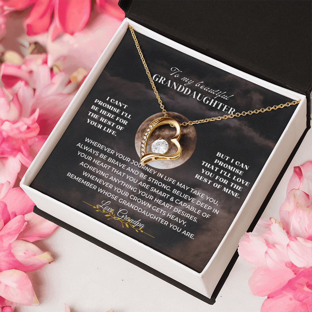 To My Granddaughter premium white gold pendant necklace in gift box, meaningful granddaughter jewelry gift set.