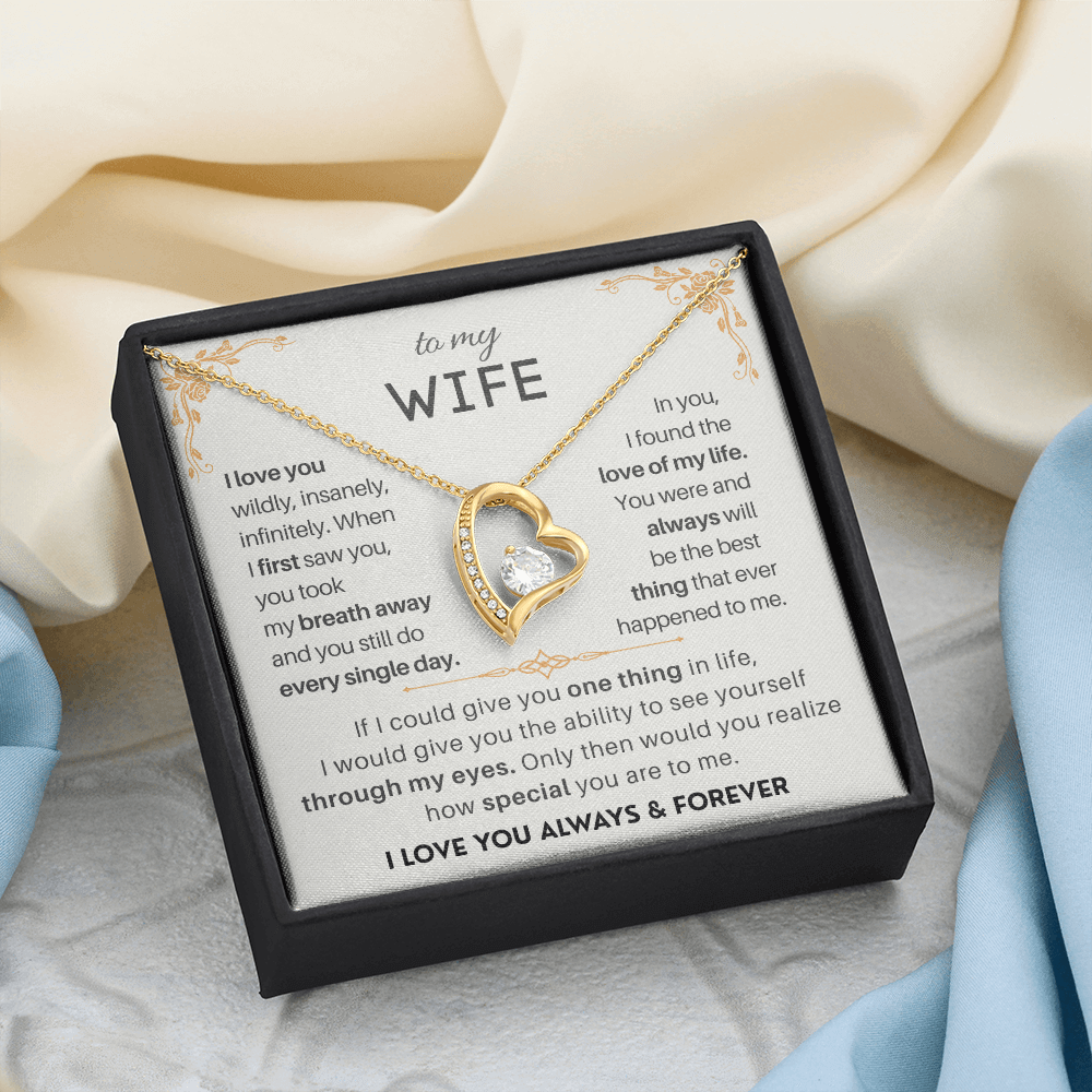 To My Wife Love You Infinitely Forever Love Keepsake Necklace, meaningful valentine day or anniversary gift for her.