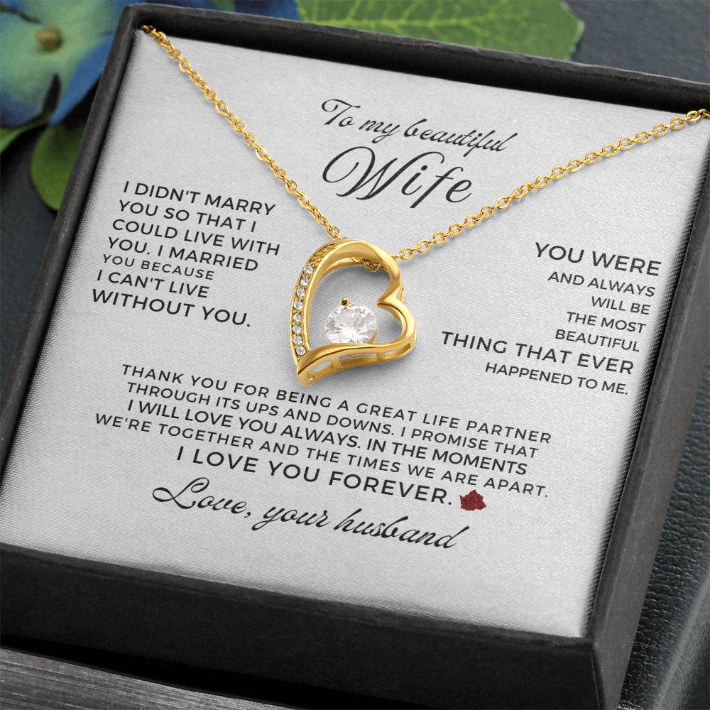 To My Beautiful Wife - Forever Love Gift Set - SS52 Jewelry ShineOn Fulfillment 18k Yellow Gold Finish Standard Box