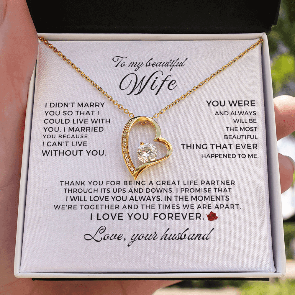Best gift for wife - heart necklace gift set with heartfelt message to express everlasting love.