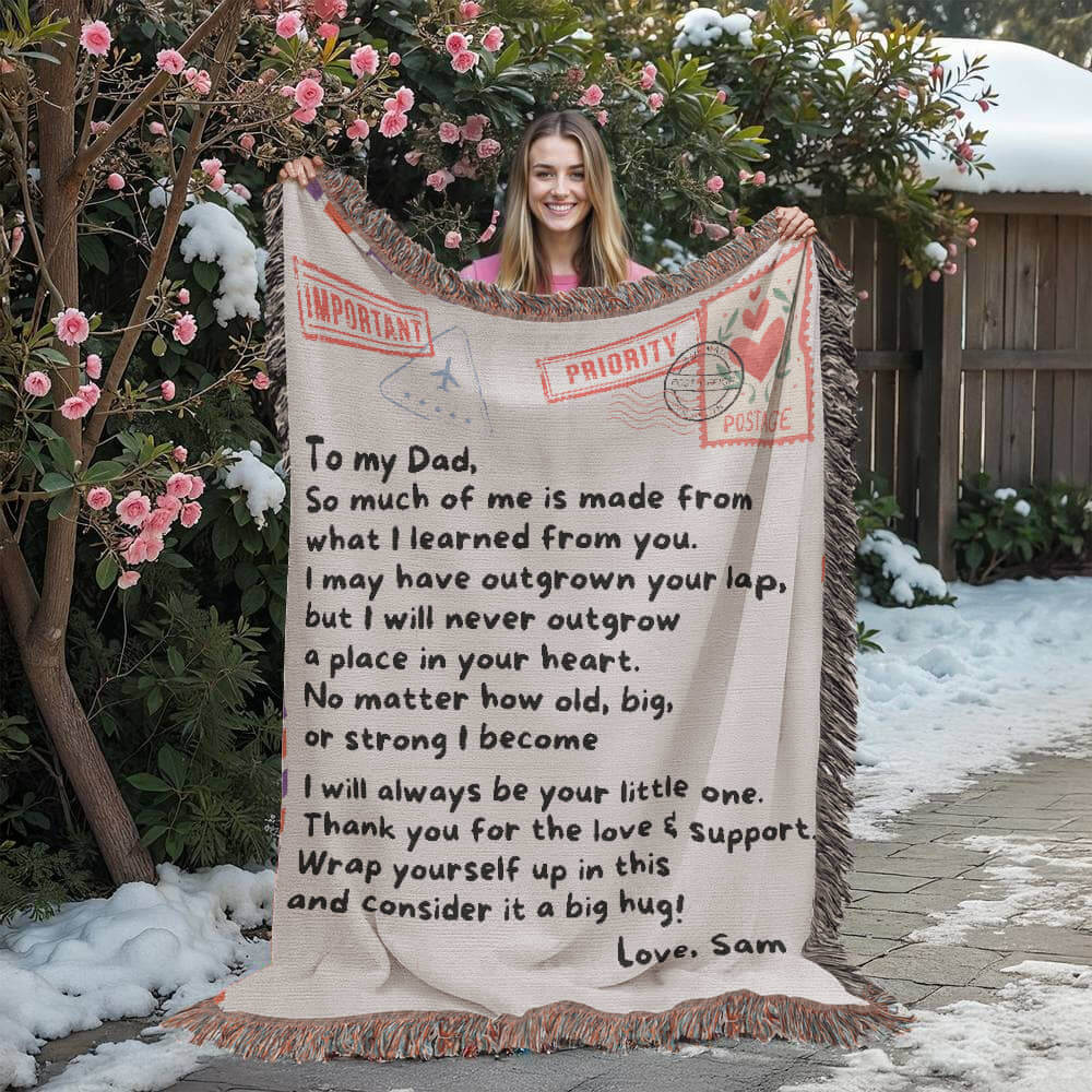 To My Dad - Giant Love Letter - 100% Cotton - Woven Blanket - WB189r Blanket ShineOn Fulfillment