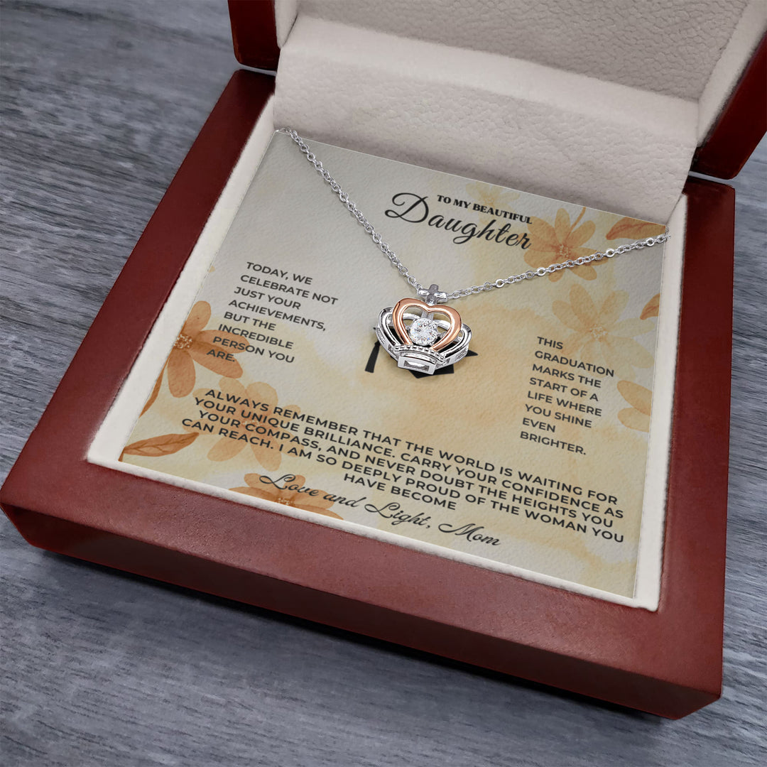 Sentimental keepsake jewelry for daughter in a luxurious presentation box with heartfelt message.