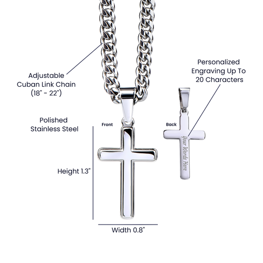 To My Son - Love Dad - Artisan Cross on Cuban Link Chain - Gift Set - STS10 Jewelry ShineOn Fulfillment Standard Box Polished Stainless Steel