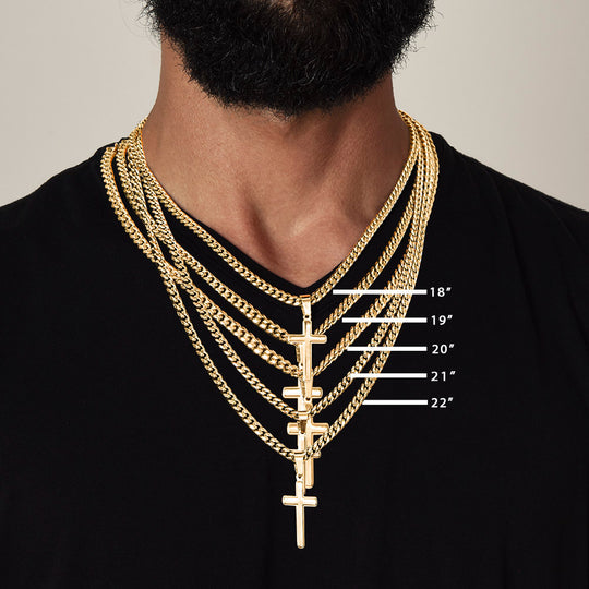 To My Son - Love Mom - Artisan Cross on Cuban Link Chain - Gift Set - STS11