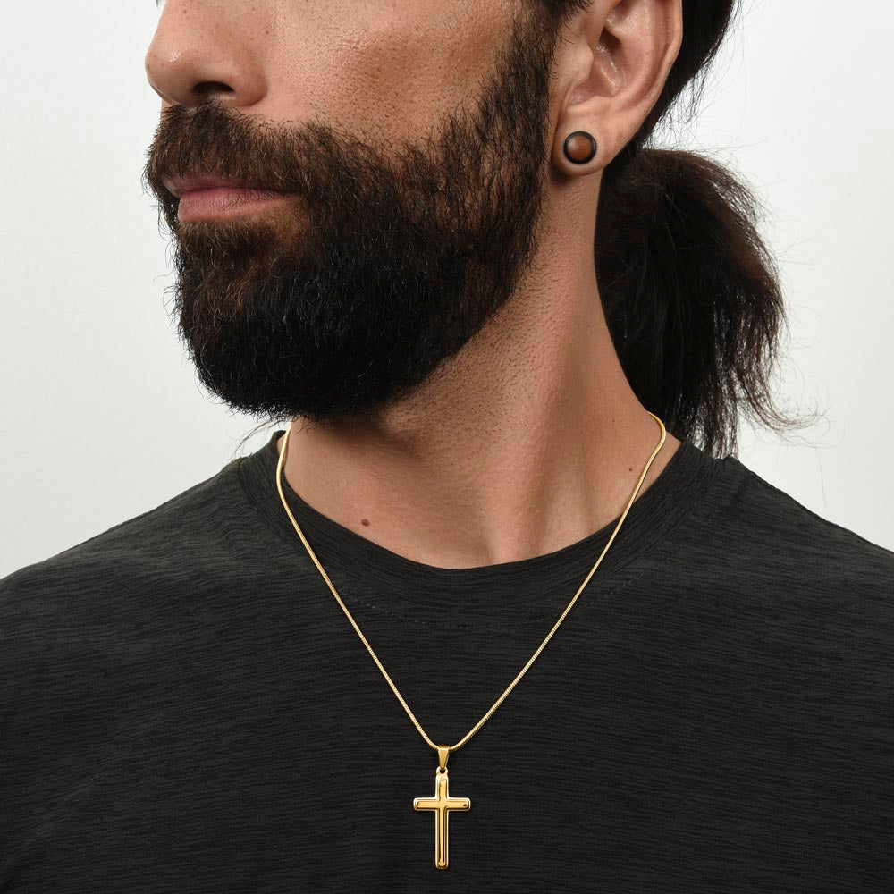 To My Grandson-In-Law Personalized Engraved Cross Necklace Gift Set