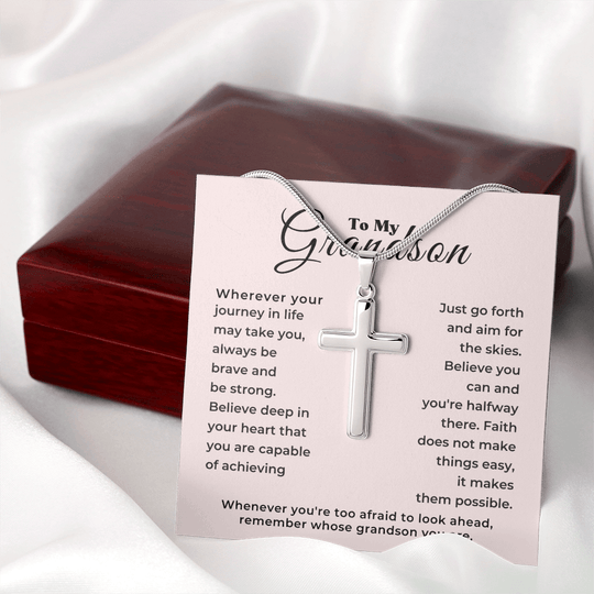 To My Grandson - Artisan-Crafted Cross - Gift Set - SS178S Jewelry ShineOn Fulfillment