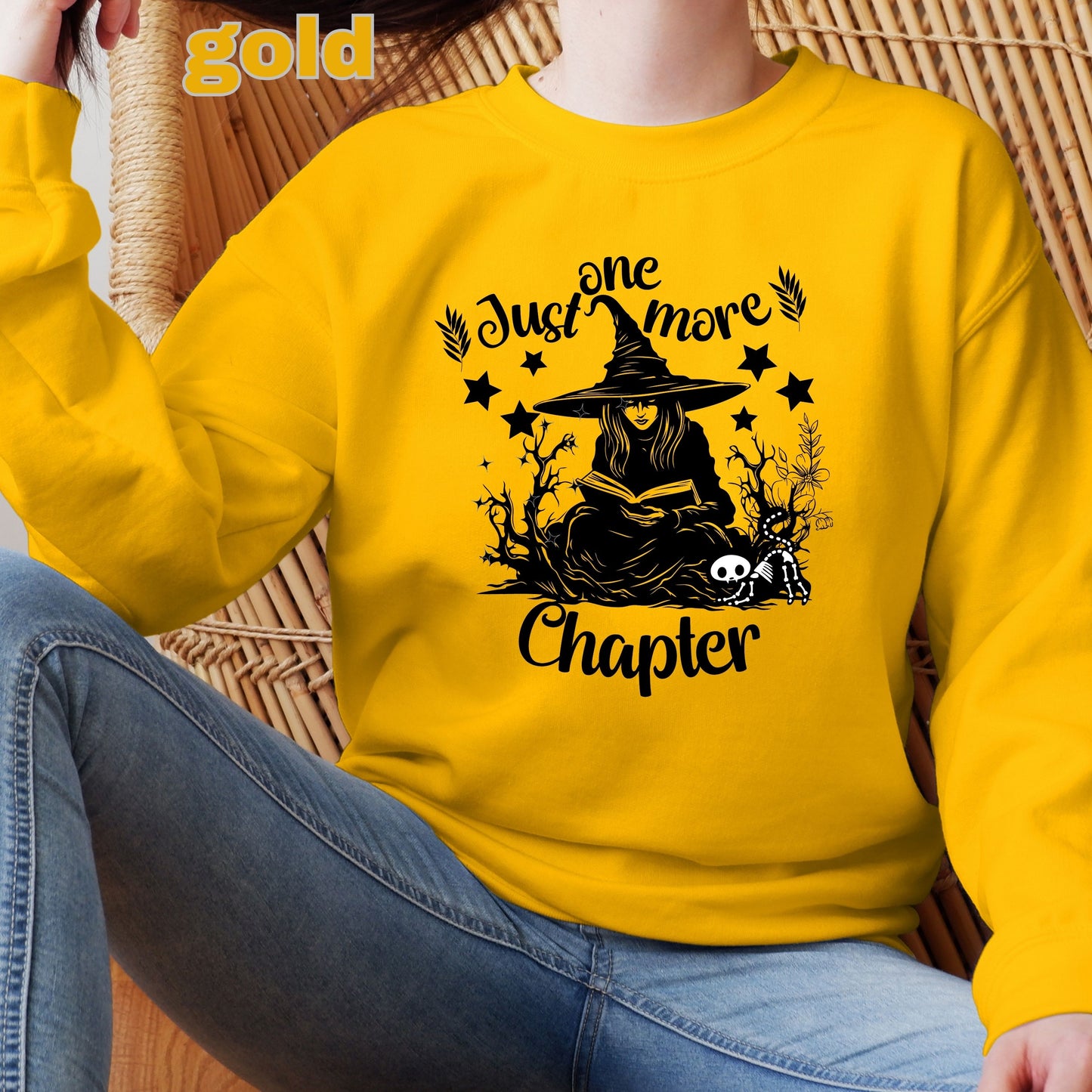 One More Chapter Sweatshirt - Book Lover Gift, Librarian Shirt, Reading Witch - Cozy Sweatshirt for Book Lovers Halloween Sweatshirt   