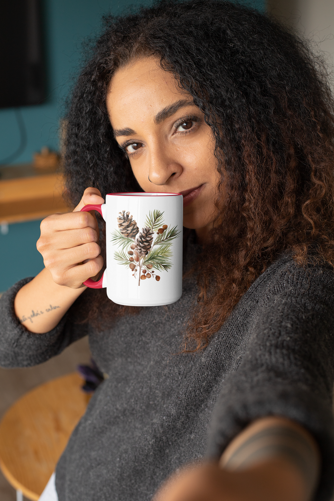 Pine Cone & Branch Accent Coffee Mug
