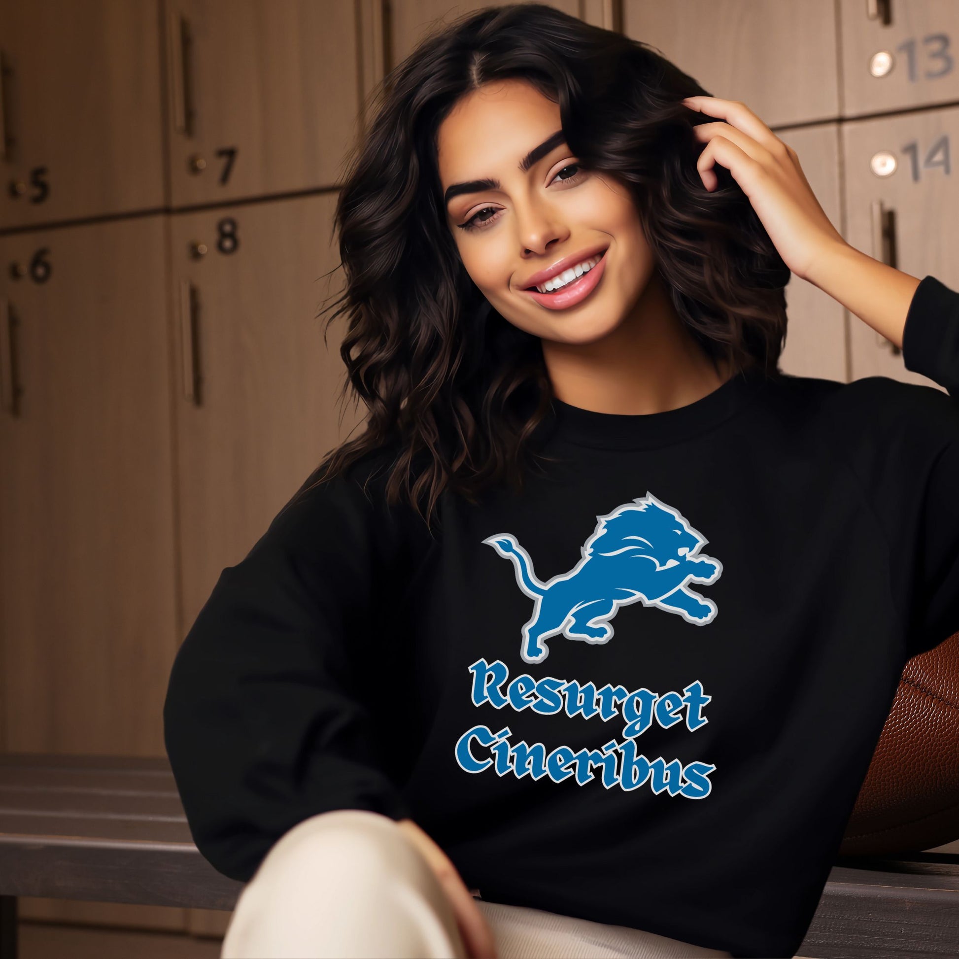 Resurget Cineribus Unisex Crewneck Sweatshirt - Latin Inspirational Gifts for Detroit Sports Football Fans Sweatshirt   