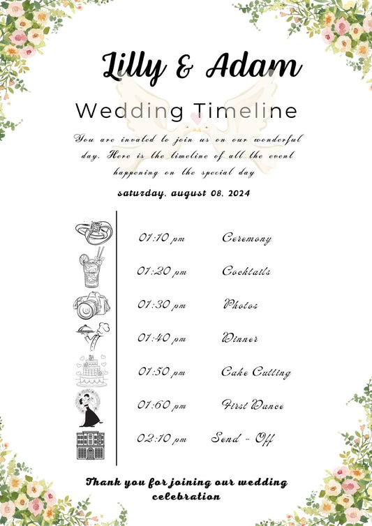 Modern Wedding Program Template | Printable Timeline | Bohemian Ceremony Order of Events    