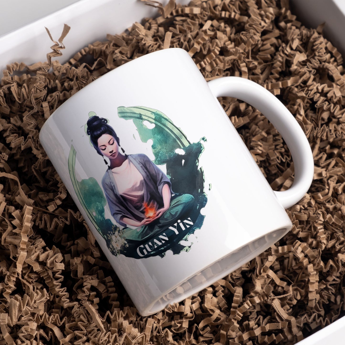 Guan Yin Mug | Quan Yin Mug | Kwam Yin Mug - Serene Ceramic Coffee Mug for Tranquil Sips Mug   
