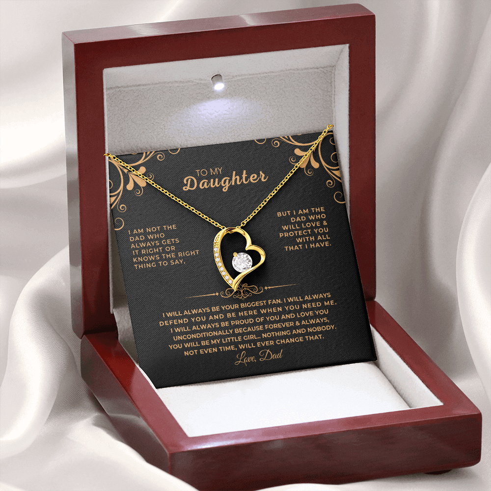To My Daughter heart pendant keepsake gift box, meaningful daughter graduation birthday or milestone gift.