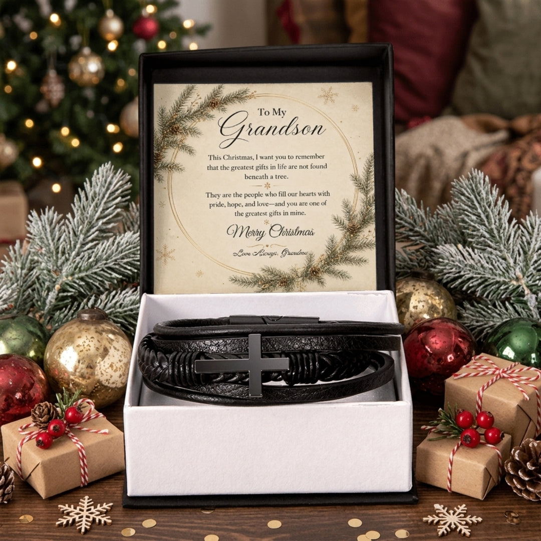 To My Grandson – Christmas Cross Bracelet