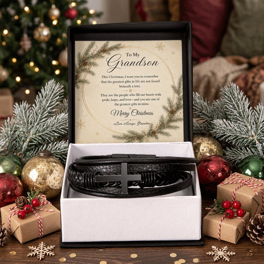 To My Grandson – Christmas Cross Bracelet