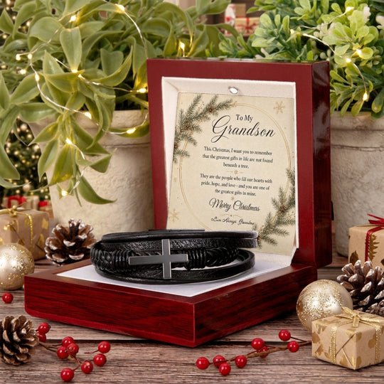 To My Grandson – Christmas Cross Bracelet