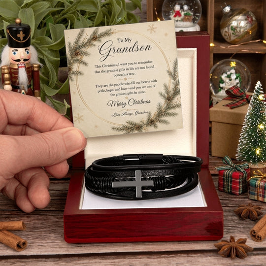 To My Grandson – Christmas Cross Bracelet