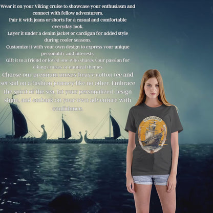 Koszulka z rejsem Wikingów | Czas rejsu | Koszulka unisex z grubej bawełny | Spersonalizowana moda | Koszula rejsowa