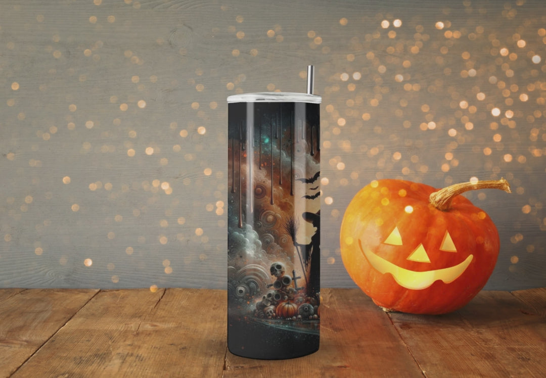 Spooky Castle and Moon Drip Halloween Tumbler