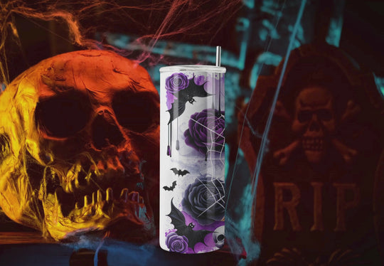 Spider And Roses Halloween Tumbler